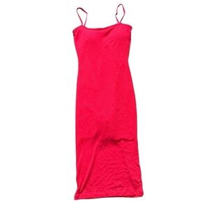 A85-Red midi shaper dress with spaghetti straps #y2kfashion #shapewear